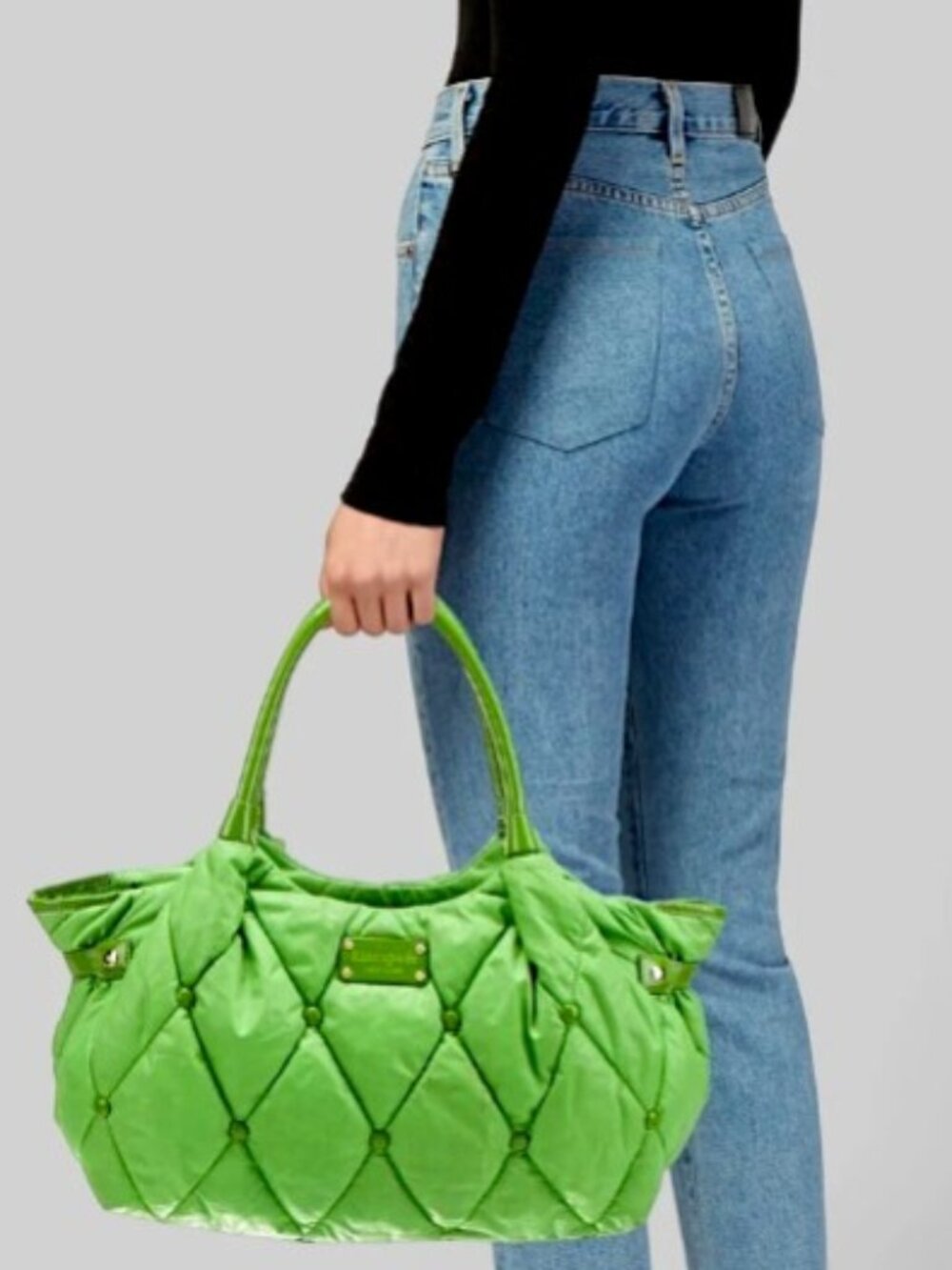Kate Spade Stevie Green Nylon Quilted Puffer Bag